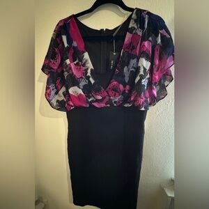 ‼️SOLD‼️Nicole Miller Digital rose blouson bandage sheath dress size 16 NWT